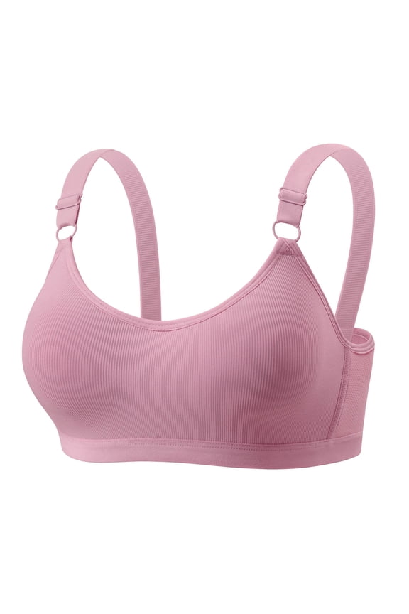 Wire-Free Push-Up Bra for Women Comfortable Solid-Color Plus Size Bra Lightweight Design Side-Boob Control Anti-Exposure Bra