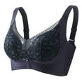 thumbnail image 1 of Bosfbaoi Wireless Lace Bra for Women Wide Band No Underwire Comfort Everyday Bra Floral Lace Overlay Padded Bralette Adjustable Straps Front Bow Detail Plus Size Full Coverage Support Intimates, 1 of 3