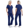 thumbnail image 1 of Bosfbaoi Women Nursing Uniform Sets 2 Piece Scrub Set V-Neck Short Sleeve Top Straight Leg Pants Multi-pocket Medical Uniform Sets, 1 of 5