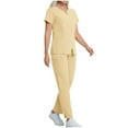 thumbnail image 1 of Bosfbaoi Women Nursing Uniform Sets 2 Piece Scrub Set Zip Front V-Neck Short Sleeve Top Straight Leg Pants Multi-pocket Medical Uniform Set, 1 of 5