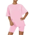 thumbnail image 1 of Bosfbaoi Women's 2 Piece Lounge Set Short Sleeve Boxy T-shirt & Shorts Comfywear Summer Pajama Set Loungewear Set, 1 of 5