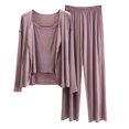 thumbnail image 1 of Bosfbaoi Women's 3 Piece Lounge Set Pajama Long Sleeve Cardigan Sleeveless Top Pants Sweatsuit S-XXL, 1 of 5
