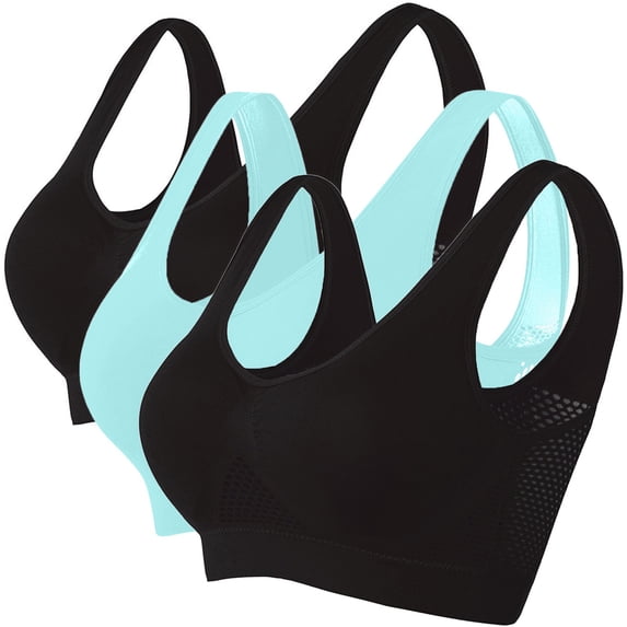 Bosfbaoi Women's Cooling Mesh Minimizer Bra, 3 Pack Seamless Wireless Full Coverage Bra, Breathable Comfort Everyday Shaping Bralette, Size S-XXXXXL