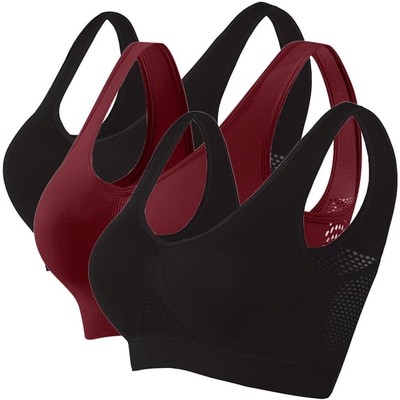 Bosfbaoi Women's Cooling Mesh Minimizer Bra, 3 Pack Seamless Wireless Full Coverage Bra, Breathable Comfort Everyday Shaping Bralette, Size S-XXXXXL