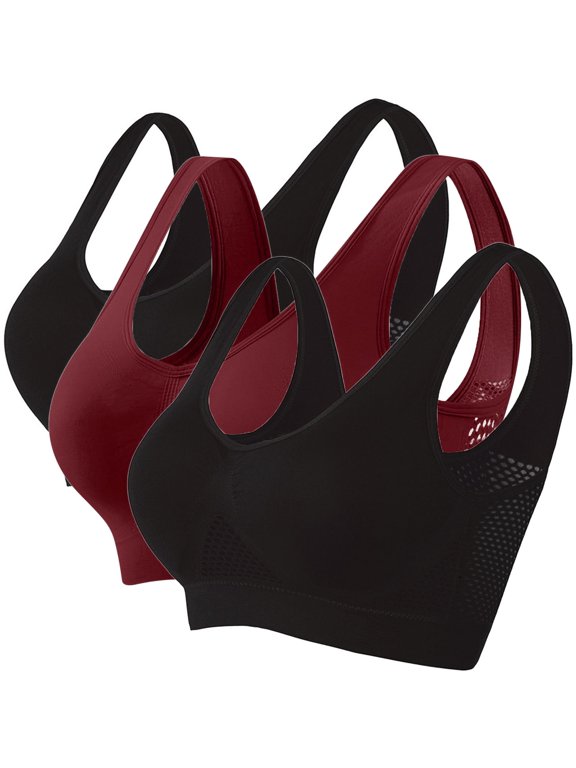 Women's Cooling Mesh Minimizer Bra, 3 Pack Seamless Wireless Full Coverage Bra, Breathable Comfort Everyday Shaping Bralette, Size S-XXXXXL
