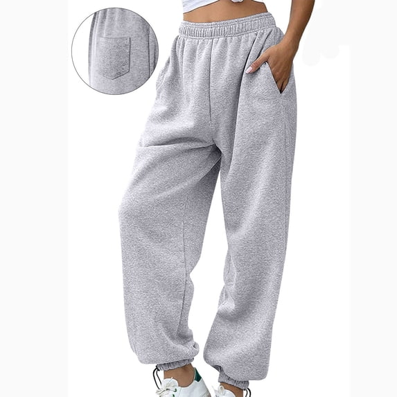 Bosfbaoi Women's Cuffed Anckle Sweatpants Solid Color Loose Trousers Three Pockets Sport pants Comfortable Running Fitness & Daily Leisure Wear S-XXXL