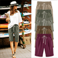 thumbnail image 1 of Bosfbaoi Women's Elastic Waist Summer Athletic Shorts Soft Knit Jersey Knee Length Bermuda Shorts with Drawstring, 1 of 4