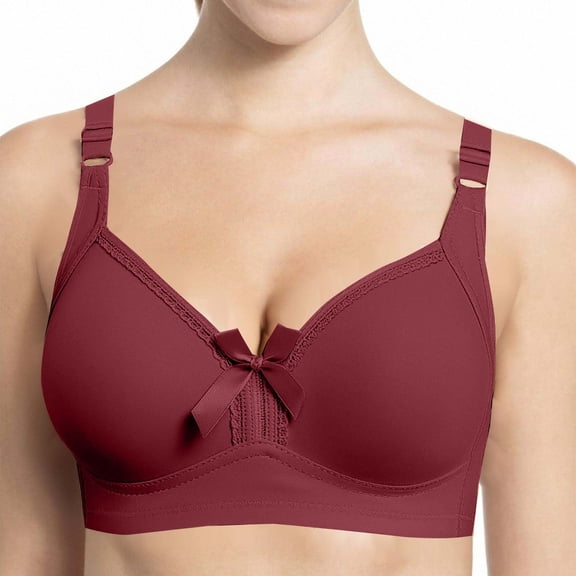 Bosfbaoi Women's Everyday Wireless Push-Up Bra with Three-Row Hook-and-Eye Closure Breathable Solid Color Plus Size Fashion Underwear