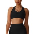 thumbnail image 1 of Bosfbaoi Women's Heart Cutout Crisscross Back Sports Bra, Medium Support Seamless Workout Bra, Breathable Moisture Wicking Gym Top for Yoga Running, 1 of 7