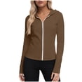 thumbnail image 1 of Bosfbaoi Women's Hooded Full Zip Long Sleeve Active Jacket, Slim Fit Stretchy Breathable Workout Top, Casual Performance Outerwear for Yoga Gym Daily Wear, 1 of 7