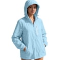 thumbnail image 1 of Bosfbaoi Women's Hooded Full Zip Long Sleeve Lightweight Windbreaker, Breathable Water-Resistant Elastic Cuff Outerwear, Multi-Pocket Casual Coat for Hiking Camping Daily, 1 of 9