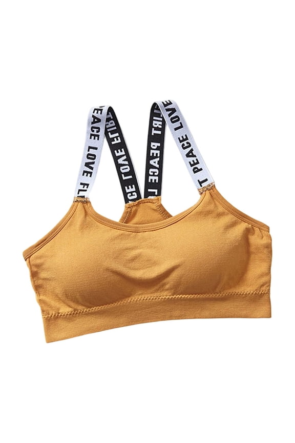 Women's Letter Print Sports Bra Asymmetrical Neck Cut Out Medium Support Workout Yoga Bras