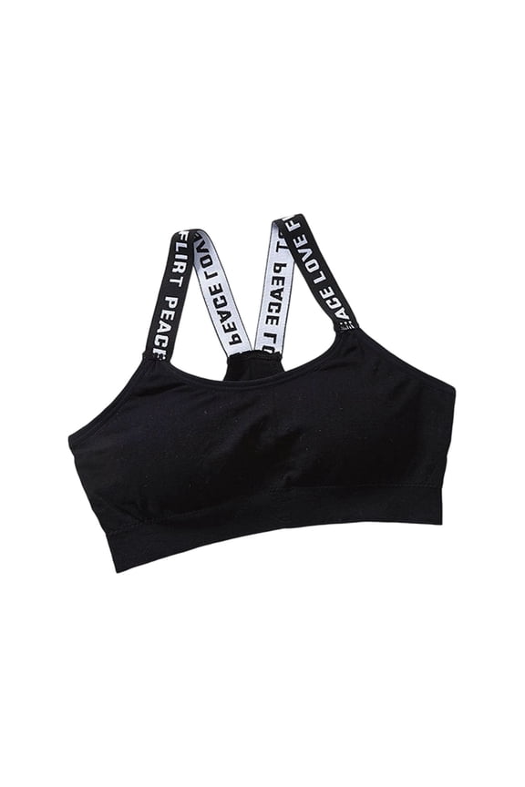 Women's Letter Print Sports Bra Asymmetrical Neck Cut Out Medium Support Workout Yoga Bras