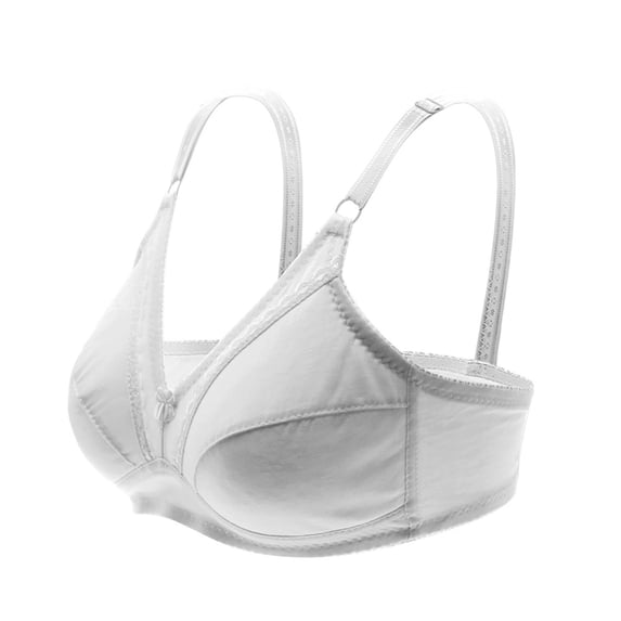 Bosfbaoi Women's Nylon Bra Front Closure Wireless No Underwire Comfort Everyday Bra Front Hook Closure Soft Cup Bralette Wide Straps Nude Beige Mature Senior Plus Size Full Coverage Intimates