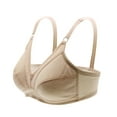 thumbnail image 1 of Bosfbaoi Women's Nylon Bra Front Closure Wireless No Underwire Comfort Everyday Bra Front Hook Closure Soft Cup Bralette Wide Straps Nude Beige Mature Senior Plus Size Full Coverage Intimates, 1 of 3