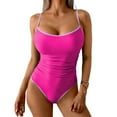 thumbnail image 1 of Bosfbaoi Women's One Piece Swimsuit Contrast Trim Adjustable Straps Swimwear Ruched Tummy Control Bathing Suit with Removable Padded, 1 of 6