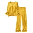 thumbnail image 1 of Bosfbaoi Women's Pajama Set Long Sleeve V Neck Sleepwear with Contrast Trim Elastic Waist Pants Lightweight Breathable Loungewear Pjs for Spring Fall Winter Casual Nightwear M-XXL, 1 of 8