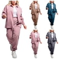 thumbnail image 1 of Bosfbaoi Women's Plus Size Autumn/Winter Corduroy Shirt Set - Long Sleeve Collared Button-Up & Relaxed Fit Pants - Cozy Casual Outfit for Ladies, 1 of 7