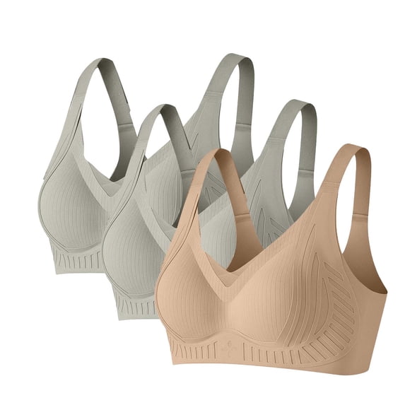 Bosfbaoi Women's Seamless Wireless Comfort Bra for Seniors, 3 Pack Assorted Color Everyday Support Bra, Soft Stretchy Breathable Full Coverage Bralette, Lightweight Non-Irritating Underwear