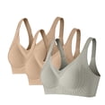 thumbnail image 1 of Bosfbaoi Women's Seamless Wireless T-shirt Bra, 3 Pack Assorted Color Invisible Underwear, Soft Stretchy Breathable Lightweight Bra, Full Coverage Supportive Everyday Bralette, Size M-XXXL, 1 of 5