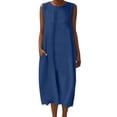 thumbnail image 1 of Bosfbaoi Women's Sleeveless Midi Dress, Loose Fit Casual Sundress with Pockets, Soft Breathable Solid Color Round Neck Tank Dress for Daily Summer Wear, 1 of 9