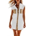 thumbnail image 1 of Bosfbaoi Women's Sleeveless Shirt Dress, Color Block Button Front Mini Dress, Lightweight Breathable Loose Fit Casual Sundress, 1 of 9