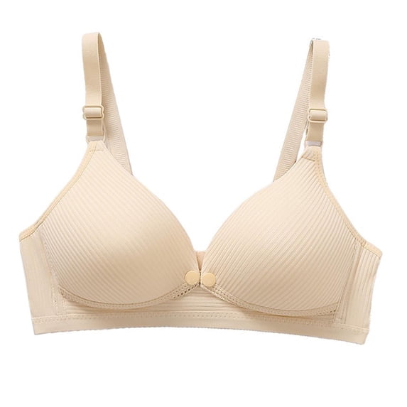 Bosfbaoi Women's Solid Color Ribbed Front Closure Wireless Nursing Bra, Adjustable Strap Comfort Maternity Lingerie for Breastfeeding