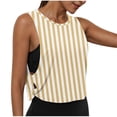 thumbnail image 1 of Bosfbaoi Women's Striped Print Cropped Tank Tops Round Neck Side Cutout Athletic Workout Shirts, Sizes S-2XL, 1 of 8