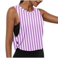thumbnail image 1 of Bosfbaoi Women's Striped Print Cropped Tank Tops Round Neck Side Cutout Athletic Workout Shirts, Sizes S-2XL, 1 of 1