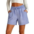 thumbnail image 1 of Bosfbaoi Women's Striped Shorts Elastic Waist Drawstring Shorts Summer Loungewear Shorts with Pockets, 1 of 6