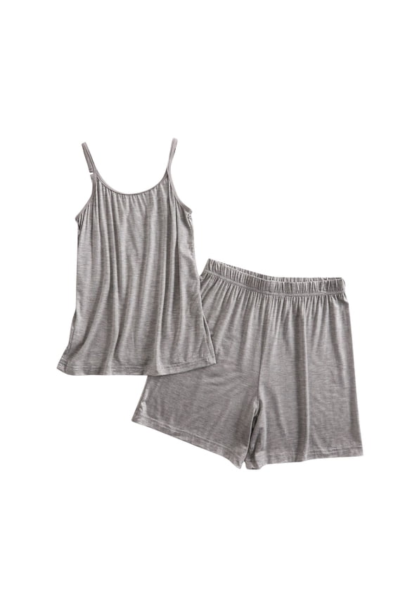 Women's Summer Pajama Sets Solid Color Halter Top Elastic Waist Capri Pants Casual At Home Pajama Set