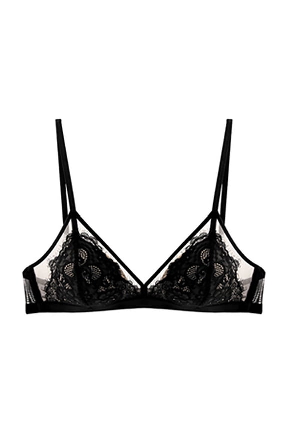 Womens Bra No Underwire Lace Unlined Demi Triangle Bralettes,See Through Lingerie Underwire Unlined Sheer Push Up Bras