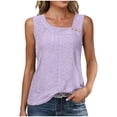 thumbnail image 1 of Bosfbaoi Womens Tank Tops, Summer Sleeveless Loose Fit Pleated Shirts Square Neck Tunics Eyelet Flowy Tees, Camisole Tops for Women, 1 of 8