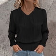 thumbnail image 1 of Bosfbaoi Womens V Neck Cardigan Sweaters Button Up Cropped Boho Knit Long Sleeve Loose Trendy Sweater Tops, 1 of 8