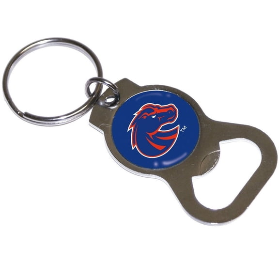Bosie State University Broncos Premium Solid Metal Bottle Opener Keychain, Silver Key Ring, Team Logo