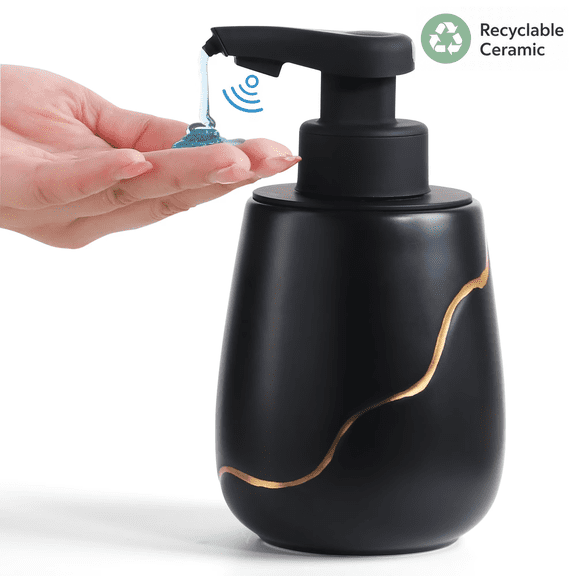 BosilunLife Automatic Liquid Soap Dispenser, 17oz/503ml Touchless Soap Dispenser for Bathroom, USB Rechargeable Hand & Dish Soap Dispenser, Matte Black