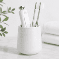 thumbnail image 1 of BosilunLife Rounded Ceramic Toothbrush Holder for Bathroom Countertop, 14 fl oz Toothbrush and Toothpaste Holder, Matte White, 1 of 8