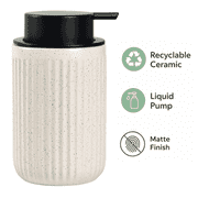BosilunLife Soap Dispenser, 12oz Refillable Ceramic Hand Soap Dispenser for Bathroom, 2CC Output, Wide Opening Design, Matte Dish Soap Dispenser, off-white