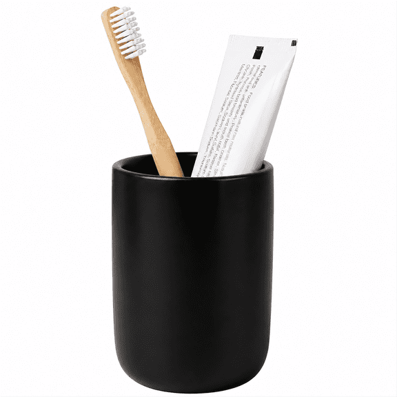 BosilunLife Toothbrush Holder, 14Oz Bathroom Toothbrush Holder, Black Tooth Brush Holders Tumbler Cups, Reusable Toothbrush Mouthwash Cup Small Toothbrush and Toothpaste Holder