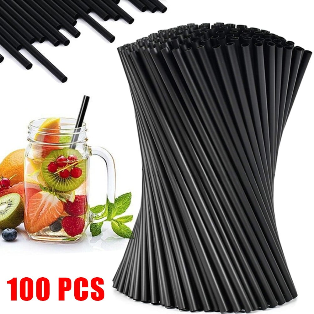 Bosisa 260 x 6 mm Black Bubble Tea Drinking Disposable Straws Plastic Tubes DIY 100pcs