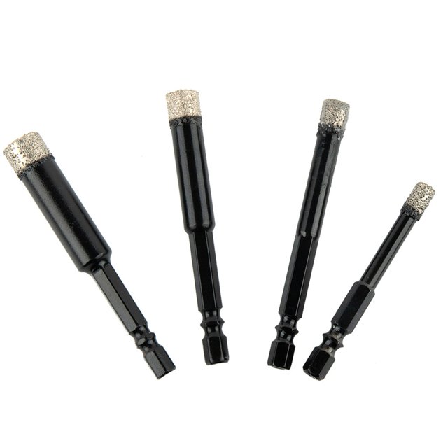 Bosisa 4Pcs 6/8/10/12Mm Dry Drill Bit Holesaw Marble Granite Tile