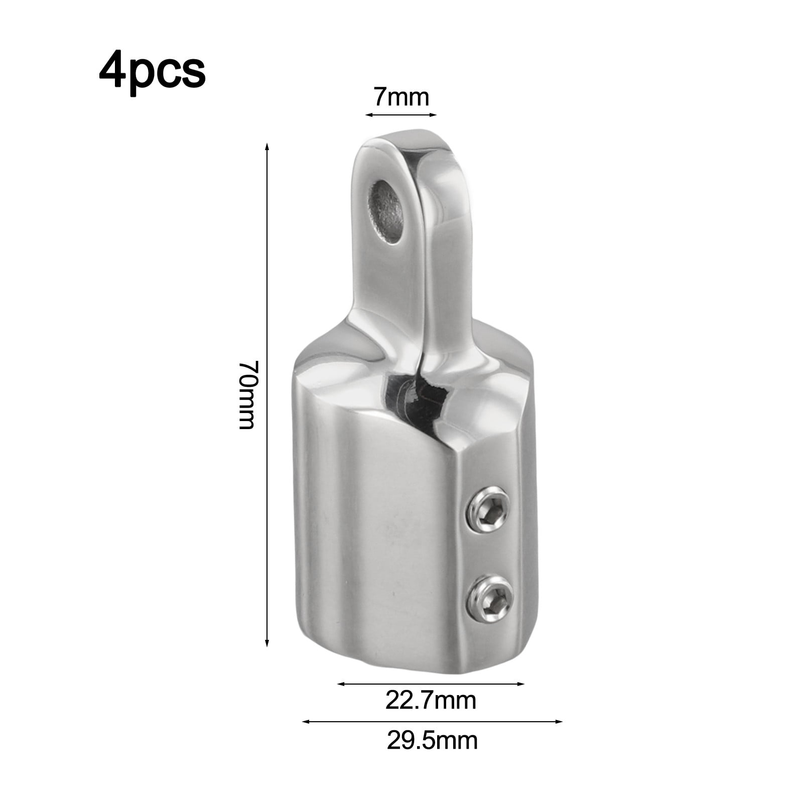 HZSIFU Bimini Top Cap Fittings - Stainless Steel 316 Eye End Caps For 1" OD Round Boat Tubes, 4-Pack