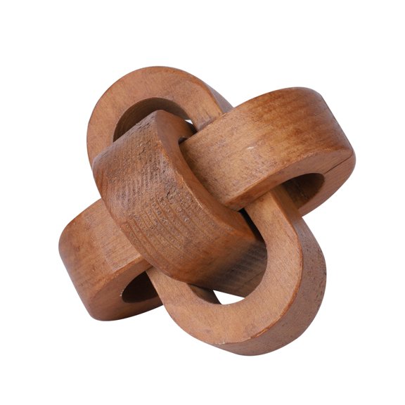 Bosixty Rustic Farmhouse Boho Wood Chain Link Decor 3 Link Chain, Decorative Hand Carved Wood Knot for Coffee Table Tiered Tray, Small