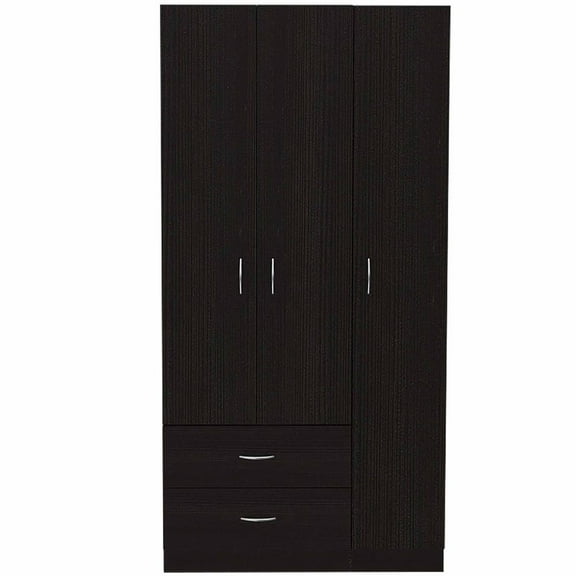 FM FURNITURE Eureka Three Door Armoire, Two Drawers, Rod