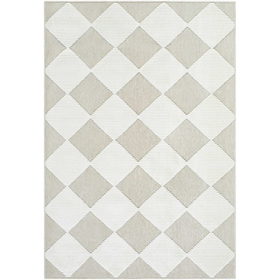 BoutiqueRugs Bosley Contemporary Area Rug - Machine Washable - Beige, Cream - 5' x 7'2"