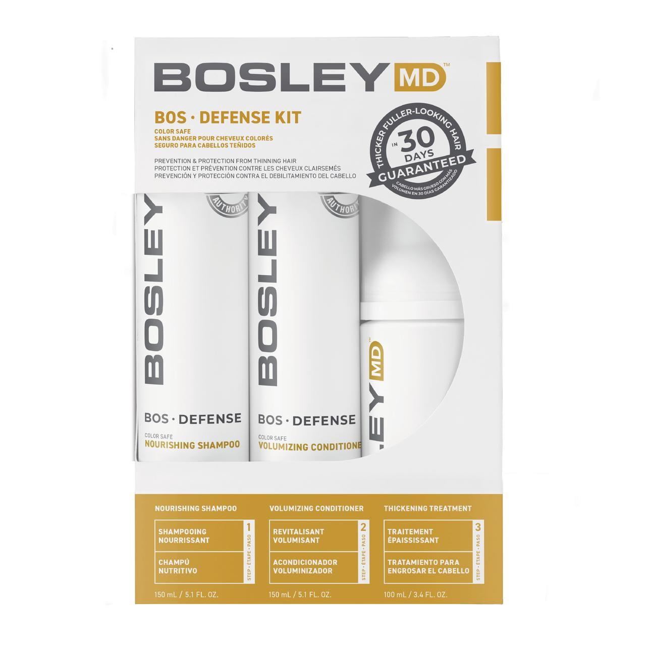 Bosley MD Defense Color Safe Starter Kit - Shampoo, Conditioner and Thickening Treatment