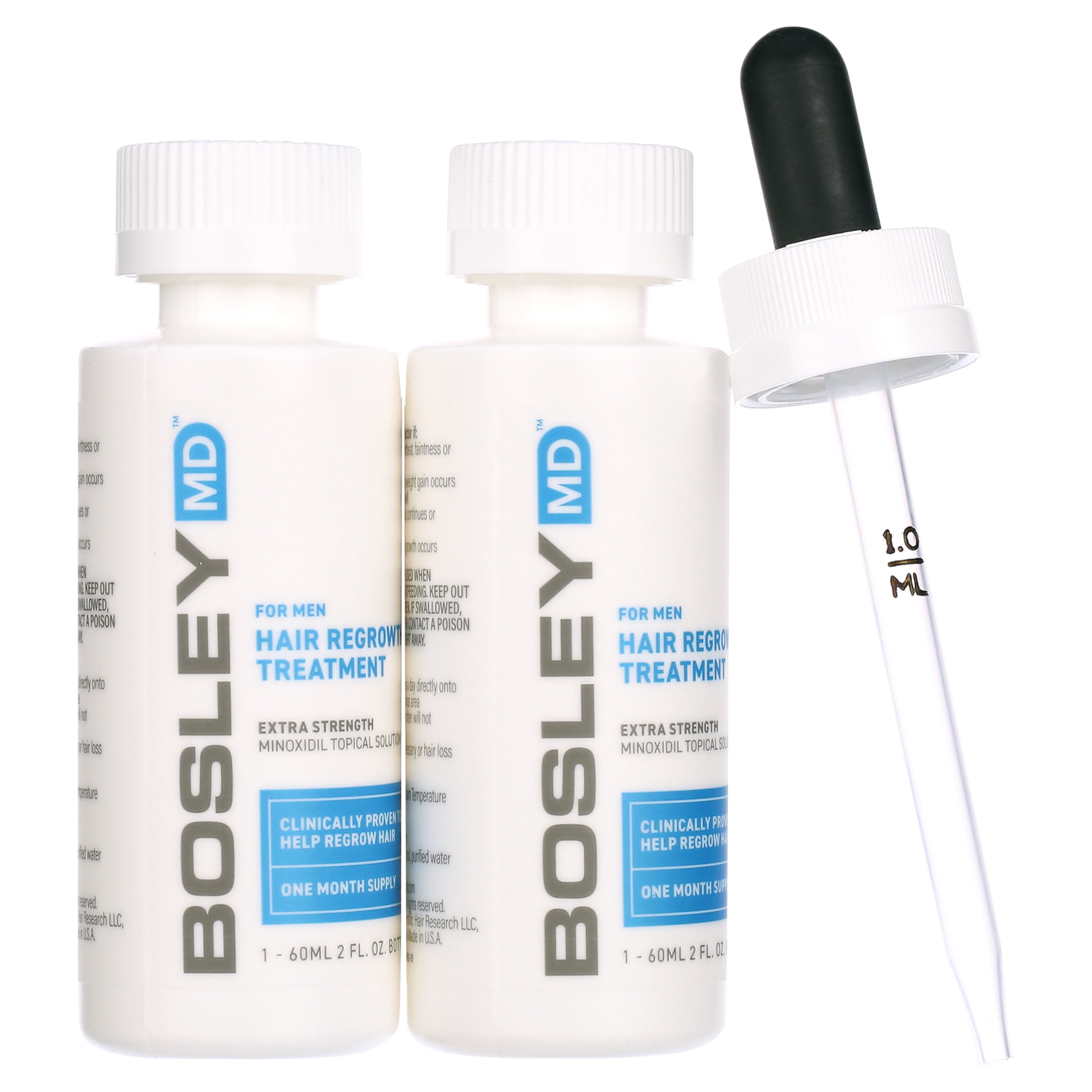 BosleyMD Men's & Women's Hair Re-growth Treatment, 2%-5% Minoxidil Topical Solution (Pack of 2) 2 FL. OZ.