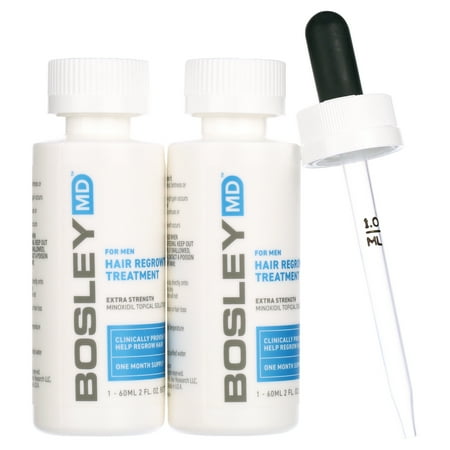 BosleyMD Men's & Women's Hair Re-growth Treatment, 2%-5% Minoxidil Topical Solution (Pack of 2) 2 FL. OZ.