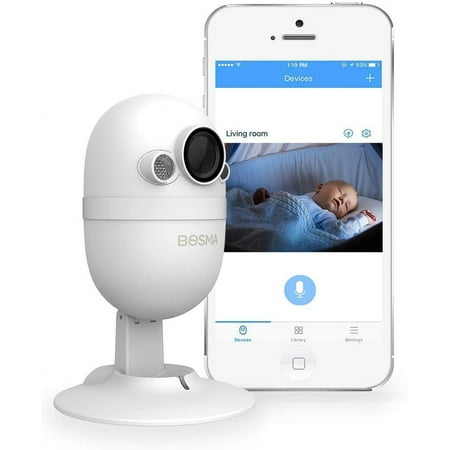 Bosma CapsuleCam-S Baby Monitor, Indoor Security Camera with Phone app, 1080p HD WiFi Camera with 2 Way Audio, 138° Super Wide Angle, Night Vision, Motion and Sound Detection, Free Local Storage
