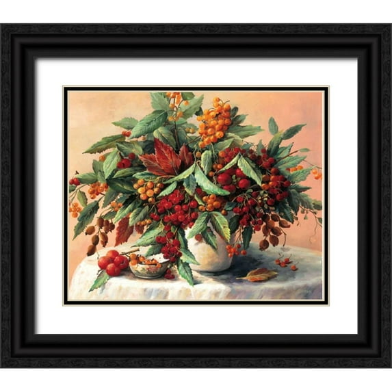 Bosman, Johan 14x12 Black Ornate Wood Framed with Double Matting Museum Art Print Titled - Autumn bouquet